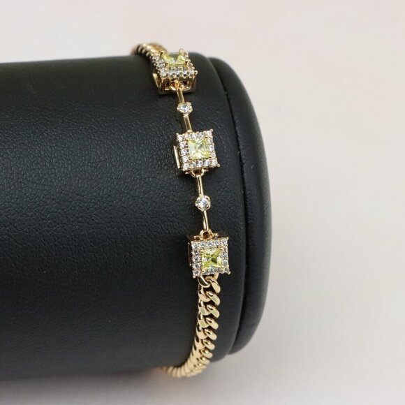 "Elegant Rose Gold Bracelet with Green Stone Accents, XPBL0841 - Picture 12 of 13